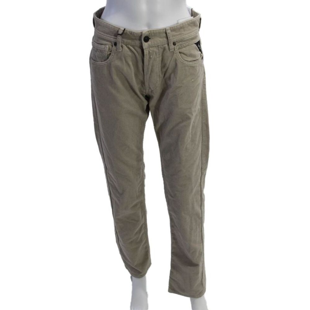 Replay Men 90s Beige Cotton-Elastane Pants Button 32in Inseam Size 29